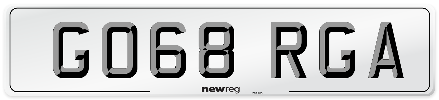 GO68 RGA Number Plate from New Reg